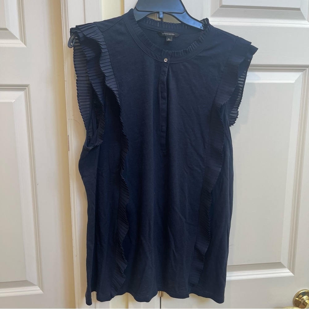 Banana Republic Navy Ruffle Top - Picture 2 of 10